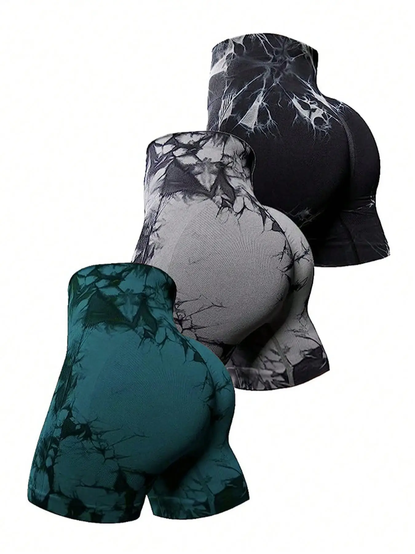 Sporty Women's Tie Dye Print High Waist Skinny Sports Gym Shorts, Gym Clothes, Back To School Outfits, basketball shorts, Casual Comfy Breathable Tigh