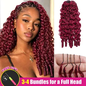 ISEE HAIR Burmese Curly 99J Burgundy Crochet Braid Hair Extensions for Miracle Knots Human Hair Extensions Pre-Separated 50g/Pack (32-38 Strands Per Pack）– Knotless Boho Braids Vacation Hair #Summervibe#ISEECrochetNewArrivals,summerhairstyles