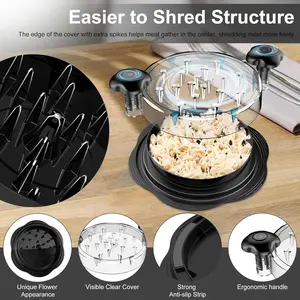 Large Chicken Shredder Tool with Brush & Fork - Ergonomic, BPA Free Meat Shredder Machine for Pork, Beef, and Chicken - Anti-Slip Design for Easy Use and Fast Shredding SURETIVIAN
