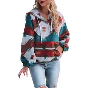 Women??s Oversized Hoodie Zip Up Long Sleeve Aztec Loose Fit Sweatshirts Pullover Tops