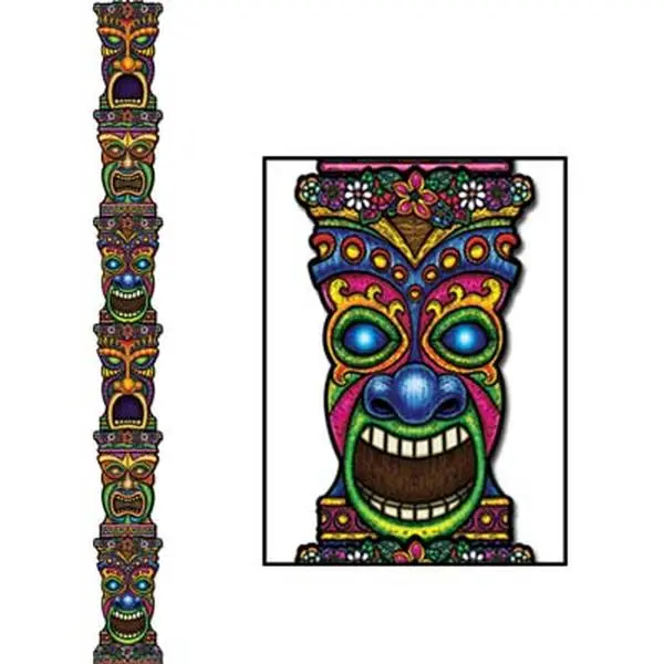 212 MAIN 7-ft Tall Jointed Tiki Totem Pole with Tiki Motif, Pack of 12, Home & Festive Party Decoration Supplies