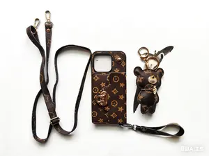 Luxury Phone Wallet Case for iPhone 16 Pro Max with Chain Strap for Women Stylish Secure Design Ideal for Fashionable Women Brown Monogram Pattern