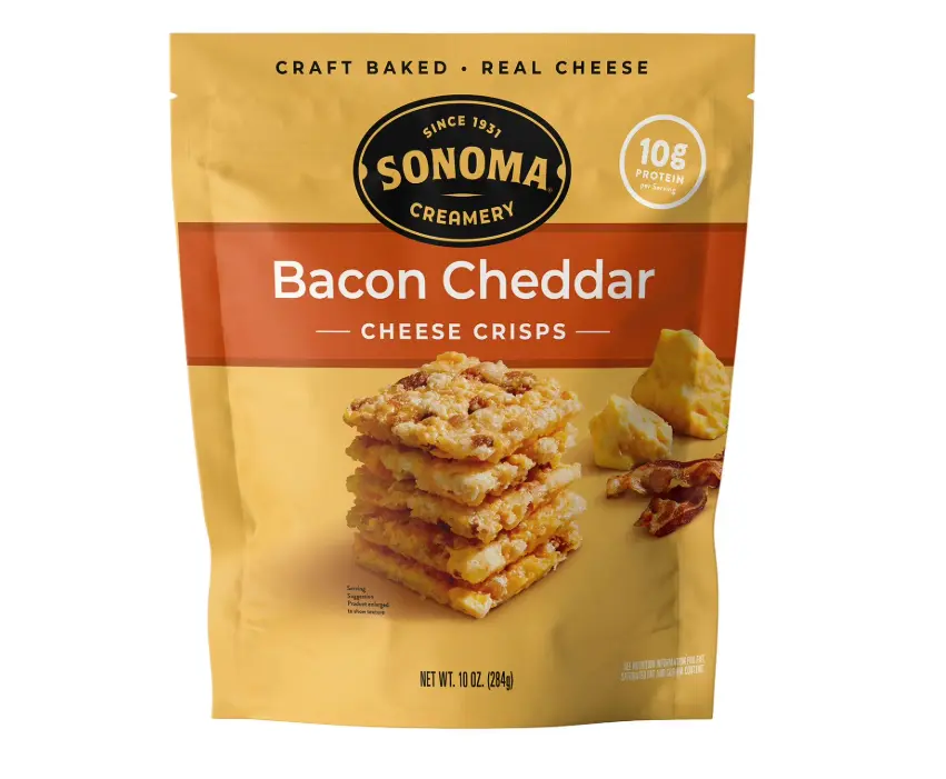 Sonoma Creamery - Cheese Crisps, Bacon Cheddar, 10 Oz | High Protein | Low Carb | Gluten Free | Keto-Friendly