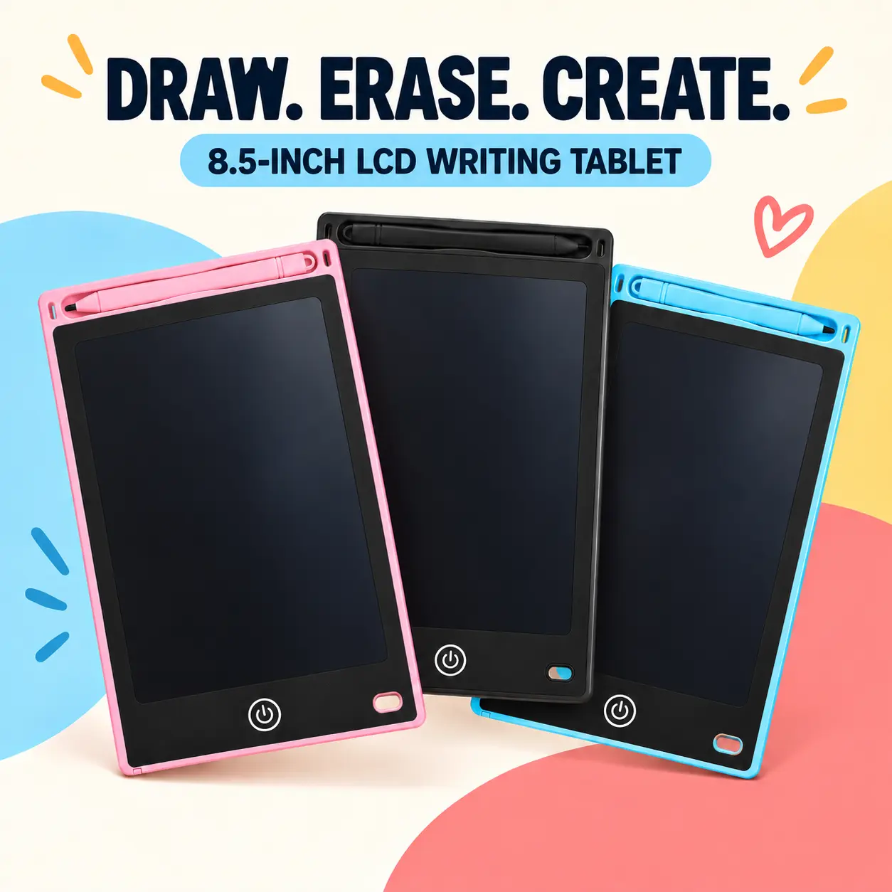 Large LCD Writing Tablet Erasable Drawing Pad - Reusable Stylus Graphics Tablet for Kids, Educational Doodle Board, Erasable Screen Portable Digital Drawing Tablet, Gift for Birthday & Holiday