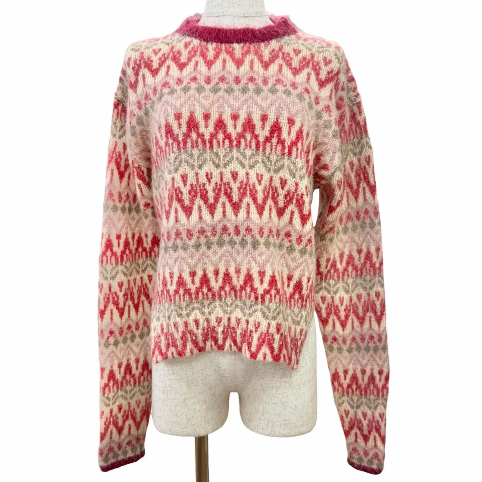 Pre-owned MONCLER Wool Small Leather Goods Long Sleeve Knit Sweater