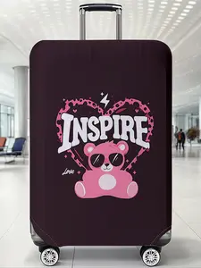 Random Bear Pattern Luggage Protector, Casual Style Dust-proof Travel Accessories, Elastic Polyester Luggage Cover for Women & Men