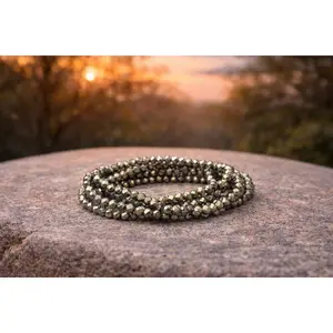 4mm Faceted Natural Pyrite Crystal Stone Energy Bracelet 4mm Faceted Natural Pyrite Crystal Stone Energy Bracelet
