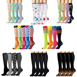 Compression Socks Men Women 4 Pairs Set, Sports Fit Socks Running Sports Travel Flight Nurse High-Cut Support Stockings, Comfortable and Durable