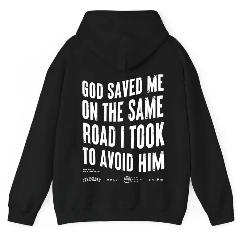 Men's 'God Saved Me' Bold Quote Hoodie - 100% Cotton Breathable Knit, Unisex Cut, True Size, Athletic Street Wear, All Seasons Long Sleeve Casual Top (Up to 3XL)