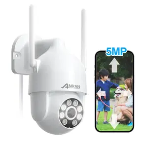 ANRAN Security Camera Outdoor WiFi PTZ Wired 5MP Color Night Vision 360° View IP65 Waterproof Two-Way Audio Cloud Storage Smart Siren Alarm Wall Cctv