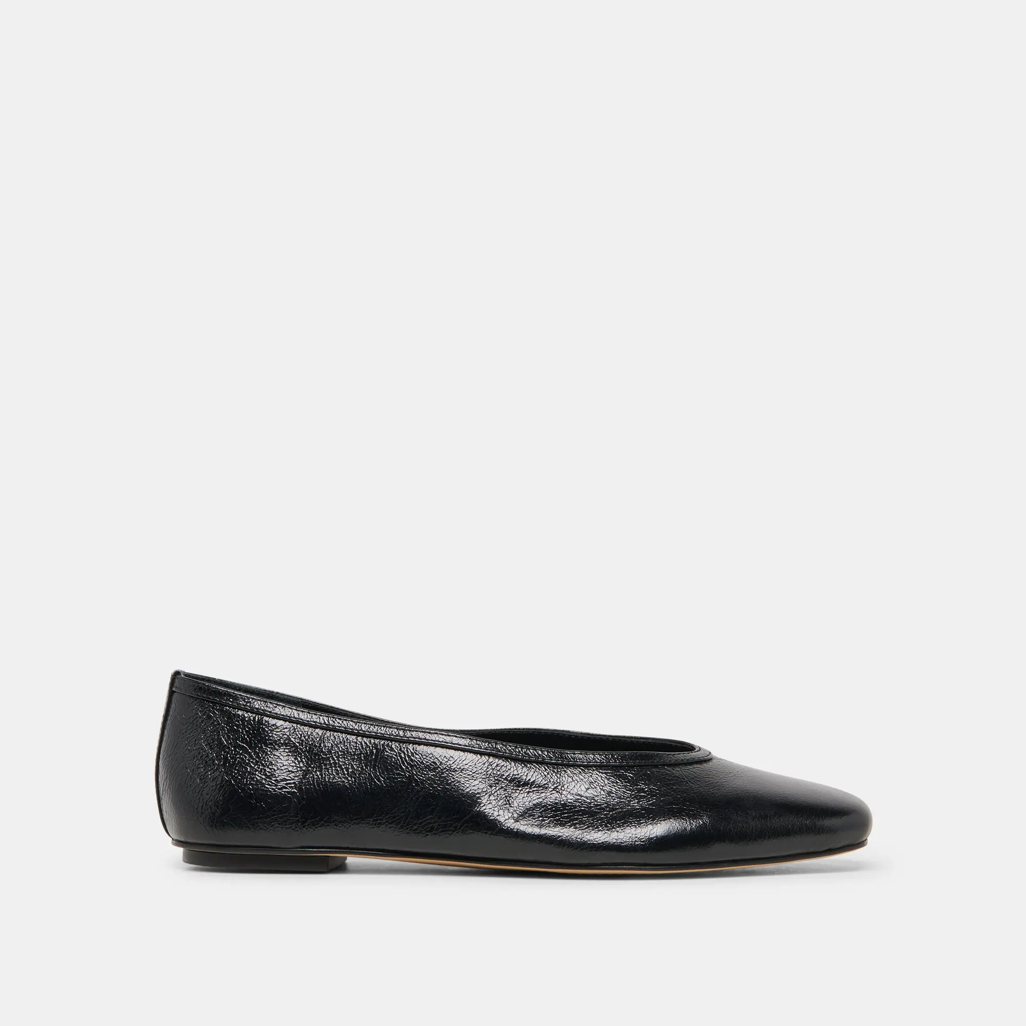 CARET BALLET FLATS BLACK LEATHER