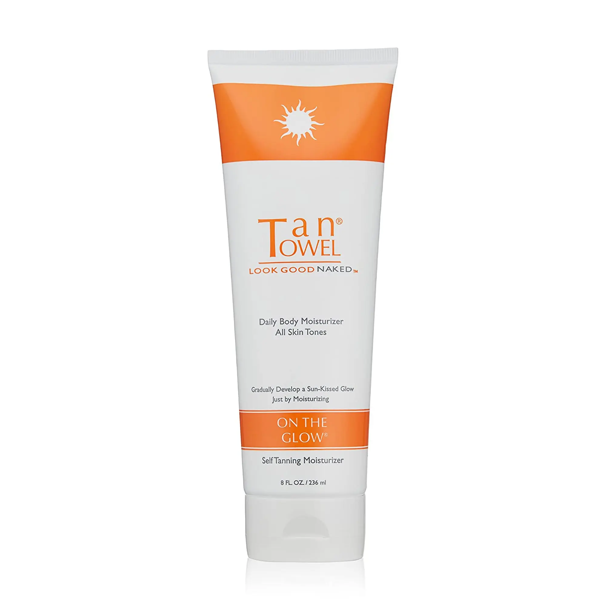 TanTowel On The Glow Gradual Tanning Moisturizer, Hydrating Body Lotion with Retinol, Avocado & Olive Oil for a Sun-Kissed Glow, Light Fragrance, Tinted, Radiant, Colorless, Moisturizing