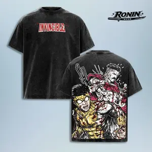 Invincible Omni Man Vs Mark Grayson Brutal Fight Game | Vintage Washed Graphic Tee | Oversized Heavyweight Game Shirt | Large Back Graphic Streetwear | High-Quality Cotton Fabric | Unisex | Game Merch | Gift For Gamers | Year-Round Casual Wear