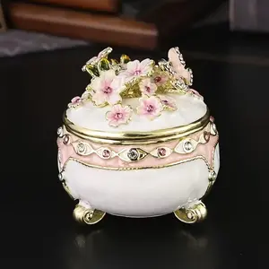 Elegant Nordic Cherry Blossom Jewelry Box, Circular Storage Container, Perfect Home Decor, Suitable for Earrings, Rings, Necklaces