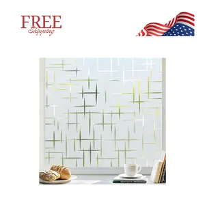 Window Privacy Film Frosted Glass Window Film, Cross Pattern, 17.5" x 78.7"