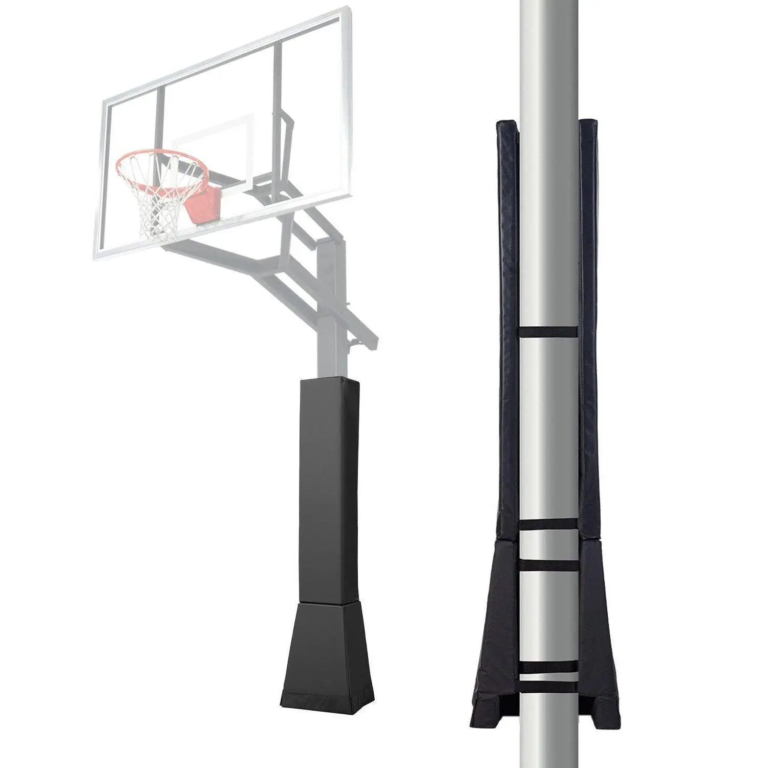 64" Square Basketball Pole Pad, All-Weather PVC Mesh Protective Padding with 2-Inch Impact-Absorbing Foam, Fits 6x6 to 7x7 Inch Poles for Children's Training & Gyms, Training Equipment, Children's Activity Areas, Easy Installation, 6X6 Inch To 7X7 Inch