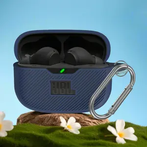 for JBL Vibe 200TWS & Vibe Beam Case Cover, Silicone Protective Shock Cover Compatible With True Wireless Headphones Charging Case With Carabiner