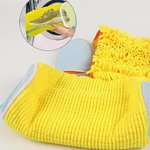 Shoe Washing Machine Bag Reusable Laundry Shoe Bag for Washer and Dryer Durable Chenille Microfiber with 360° deep Cleaning Hidden Zipper Design for Sneakers Tennis Shoes Yellow Blue mesh small ltems size 1-pc set removable storage home room product wash