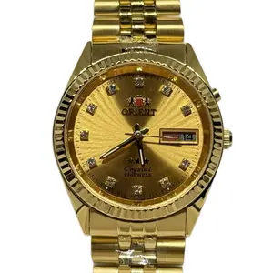 Orient Crystal 21 Jewels Men's Watch - Full Gold Sunburst Dial with Diamond-Style Markers & Japanese Automatic Movement