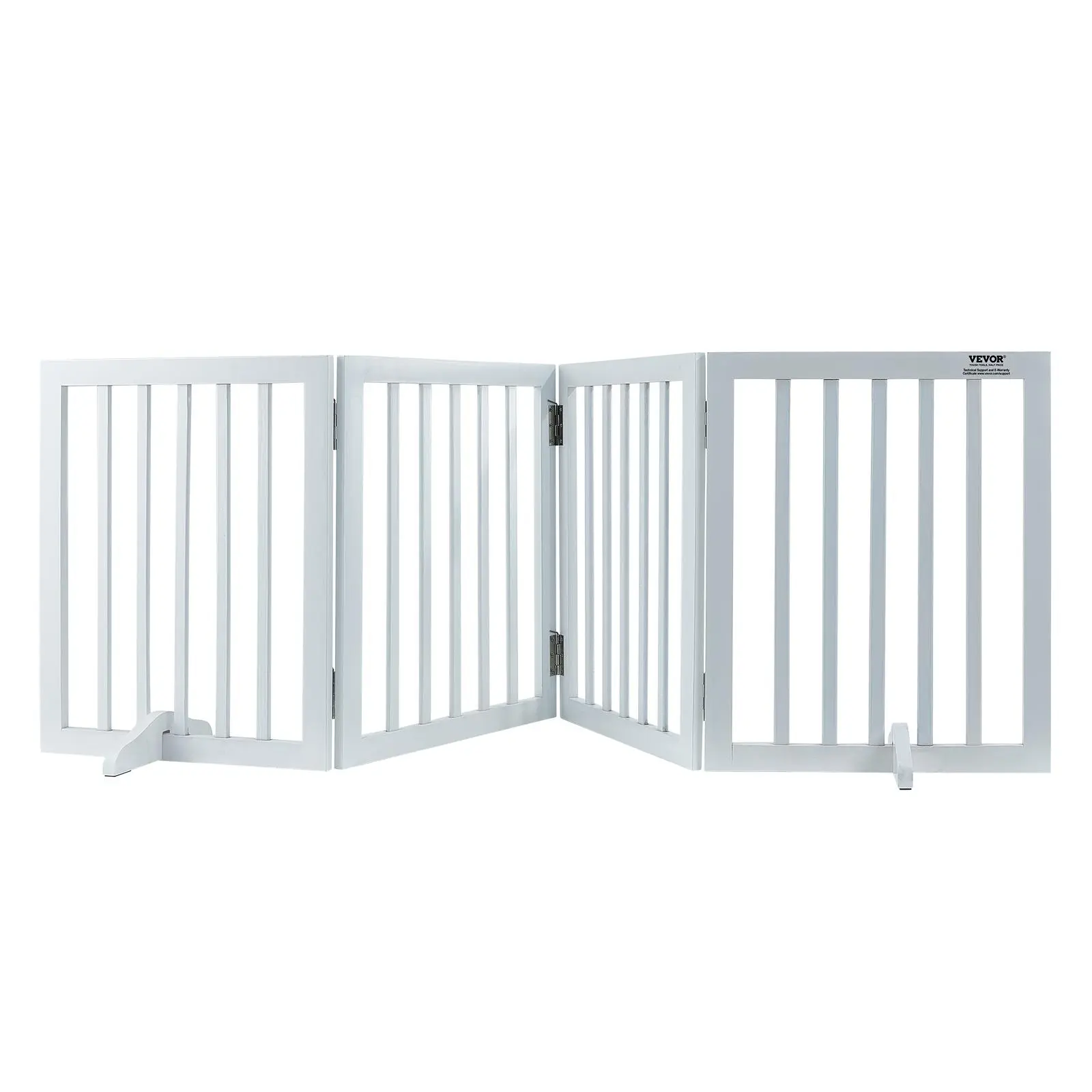 【SummerFinds】VEVOR Freestanding Pet Barrier,  , 24" Height x 80.3" Width, 4-Panel Folding Dog Gate for Various Openings, Expandable and Quiet Foot-Supported Indoor Dog Fence, White