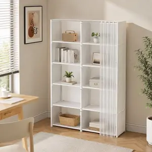 Double Tier Multi-Purpose  Shelf, Easy to Install, 31.5 Inch Simple Garment  Cabinet, Dust-Proof Sundry Bookcase, Suitable for Office, Classroom, Living Room, Bedroom and Dormitory shoe storage