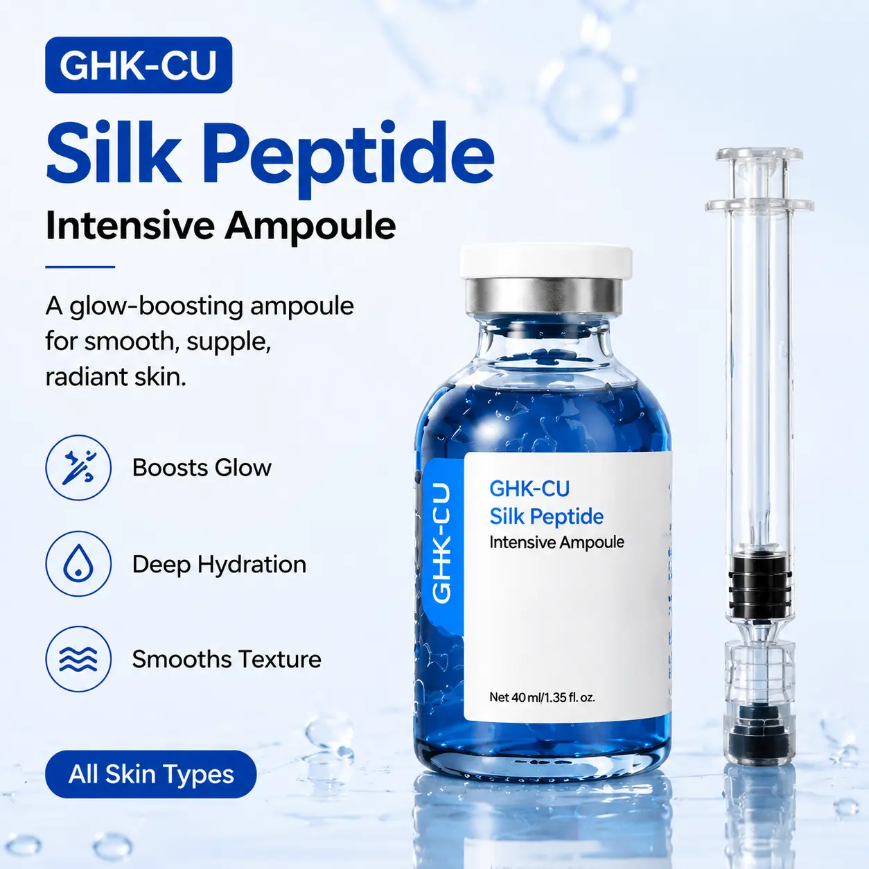 GHK-CU,Copper Peptide,Serum with,Silk Peptide,Firming Hydrating,Facial Ampoule lightweight daily skincare