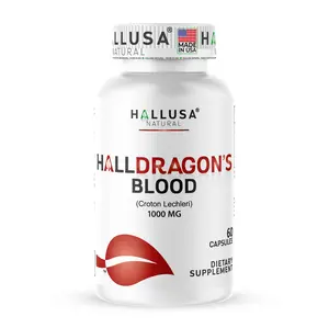 HALLUSA NATURAL Dragon's Blood Croton Lechleri 1000MG 60 Capsules - Antioxidant Supplement for Skin & Digestive Health - Edible Herbal Formula