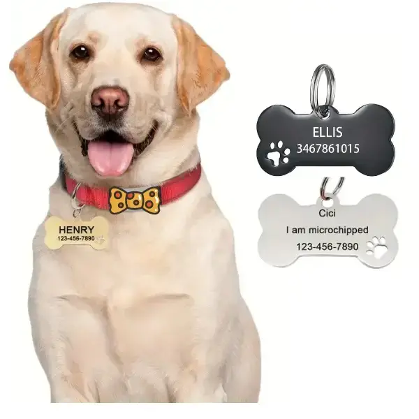 Customized Iron Dog ID Tag - Universal Fit Collar Charm for Collars, Double-Sided Engraved, Durable Waterproof Memorial Gift with Name & Phone Number to Keep Them Safe & Loved