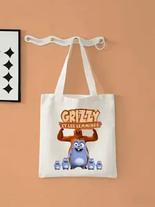 2026 new 3d stereoscopic printGRIZZY ET LES LEMMiNGSLarge-capacity canvas single-shoulder handbag, suitable for shopping, fitness and daily use. Foldable and reusable, an eco-friendly shopping bag