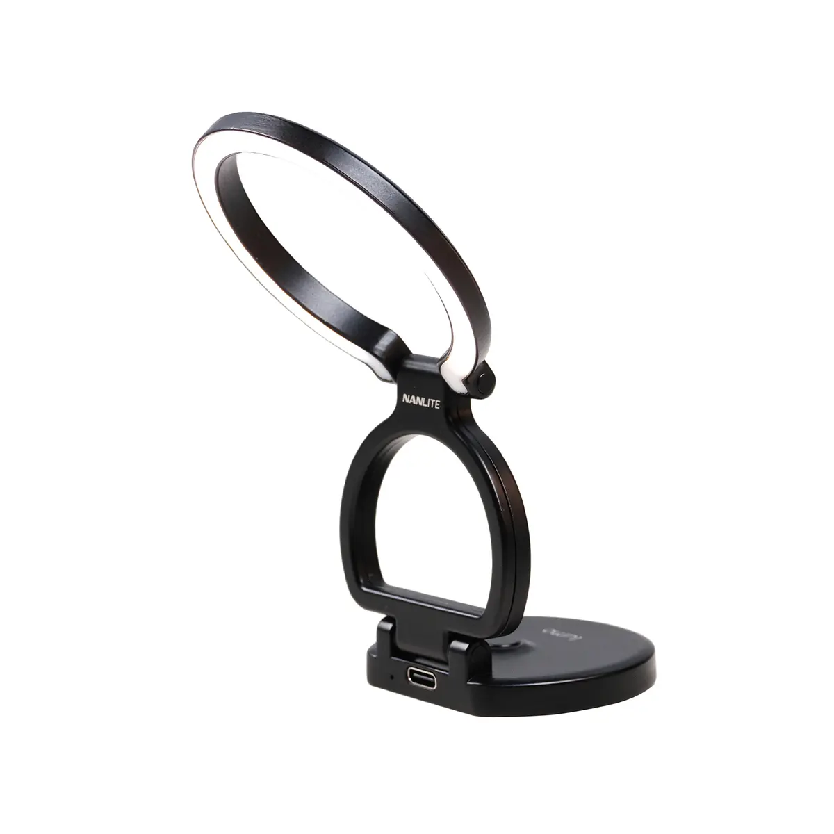 Nanlite Lumo Bi-Color LED Ring Light with Foldable Magnetic Grip Stand for Selfie Mobile Smartphone, Polar Black