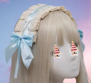 Pink Purple Blue Lolita Headdress Bow Lolita Headband Cosplay Accessories Christmas Gift