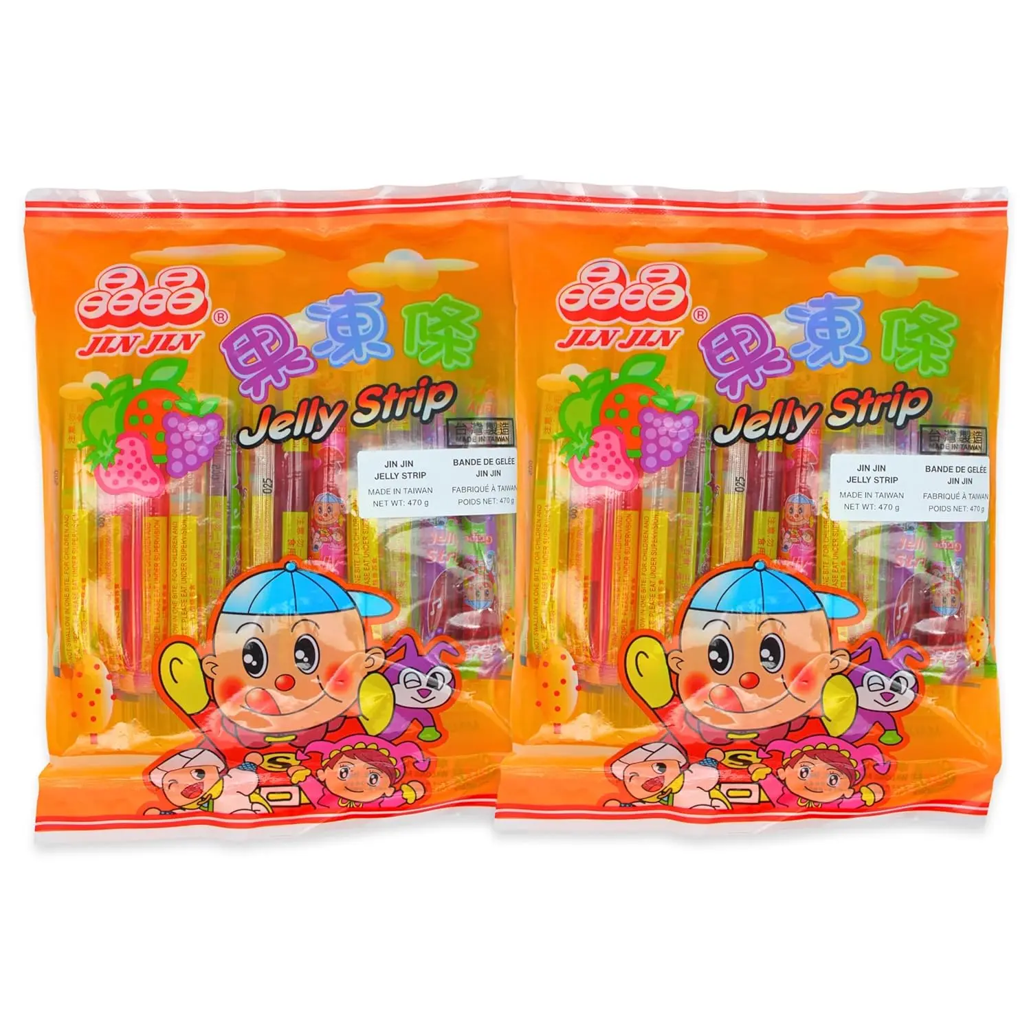Jin Jin - Jelly Strip (Jelly Filled Straws in Assorted Flavors) - Net Wt. 14.7 Oz. - SET OF 2 Jin Jin - Jelly Strip (Jelly Filled Straws in Assorted Flavors) - Net Wt. 14.7 Oz. - SET OF 2