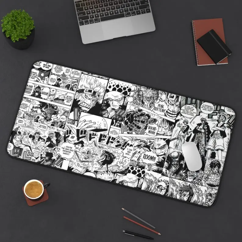 Manga Panel Desk Mat, Anime Gaming Mouse Pad, Extended Keyboard Mat, Comic Book Style PC Mat, Law Fan Gift