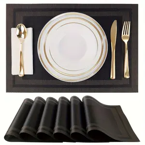 6pcs Washable PVC Placemats - Non-Slip, Heat-Resistant for Dining & Outdoor Cooking Tableware