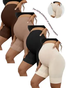 SAMT 4 Colors High Waist Maternity Support Shorts - Thick Belly Support Seamless Safety Yoga Sports Shorts Plus Size Pregnancy Clothes Anti-Exposure