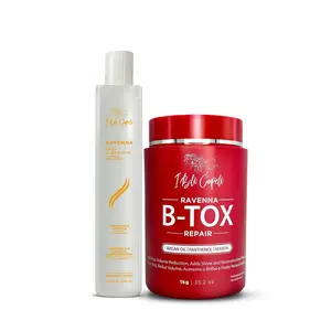 I Belli Capelli Ravenna B-Tox Repair Hair Mask Kit 1kg + Anti-Residue Shampoo | Keratin Argan Oil Frizz Control | Professional Treatment for Damaged Dry Curly Hair