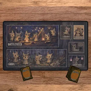 PKM Mimikyu Magic the Gathering Anime Zoned Playmat, Funny Mouse Pad Zones Gameplay Mat, Multiple Zones