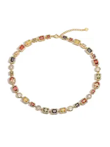 Colored Stone Princess Necklace, Light Luxury and Minimalist, with a Bohemian Vacation Style Collarbone Chain Jewelry Multicolor Gemstones, Valentine's Day Gift for Women, Party Jewelry & Casual Attire, Charm Necklaces