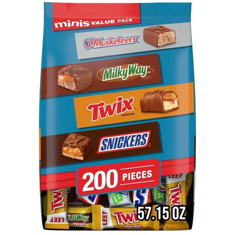Minis More S Skillet Cookies Value Pack 200 Pieces Featuring Muskeleers Milky Way Twix Snickers 57.15 Oz