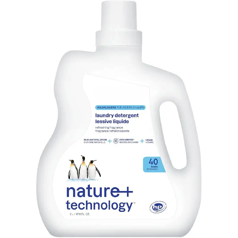 Plant-Based Vegan Liquid Laundry Detergent - EWG Verified, HE Compatible, Wildflowers Fragrance, Stain Removal, 40 Loads, 67.6 Fl Oz