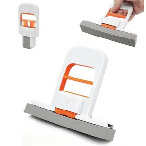 Self Squeezing Mini Mop Orange Small Sponge Mop Wet and Dry Use Cleaning System Foldable Desktop Mop One-Hand Squeeze Handle and Replaceable Head