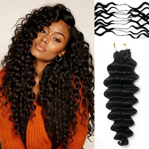 OQ HAIR Loose Deep Pre-Separated Feather Crochet 100% Human Hair Extensions for Miracle Knots Boho Braids 4 to 5 Bundles Recommended