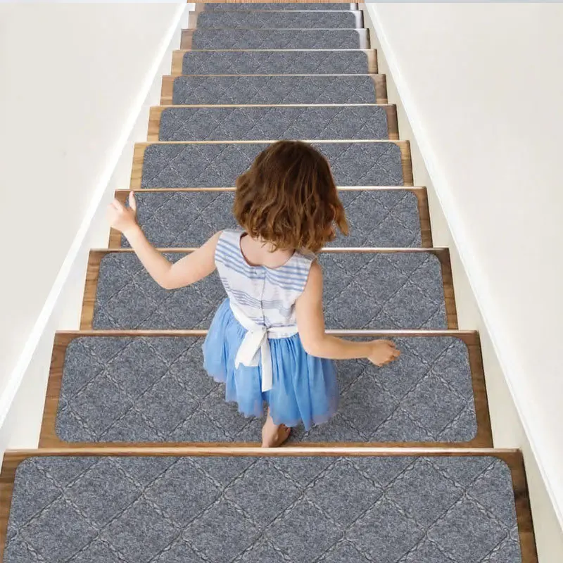 Embossed Stair Mat Light Gray - Diamond Pattern