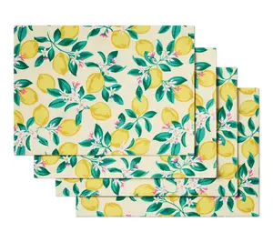 Draper James Lemon Blossom Reversible Placemat 4-Pack Set