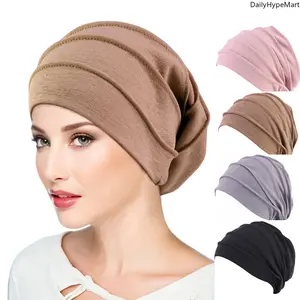 Women's Modern Pleated Turban Hat Wrap - Chemo Cap, Sleep Bonnet