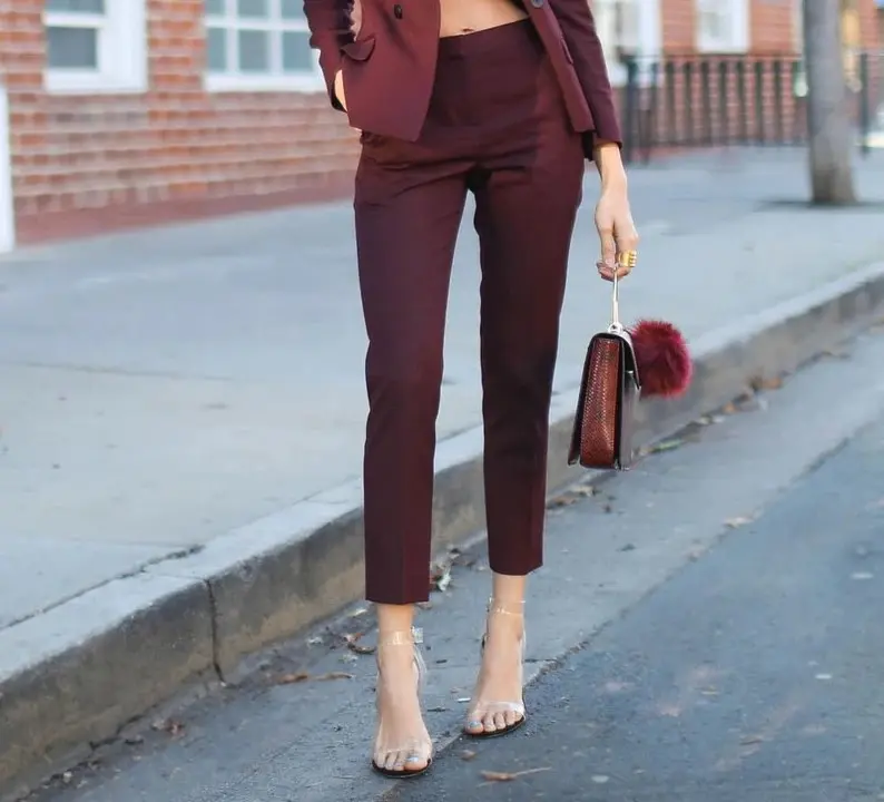 Women Custom Made 2 Piece Suit Single Breasted Red Cotton Pantsuit Notch Lapel Designer Bridesmaid Outfit Wedding Day Cocktail Prom Attire