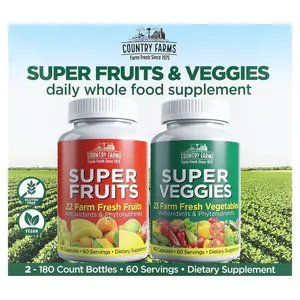 Country Farms Super Fruits & Veggies , 2 Pack, 180 Capsules Each