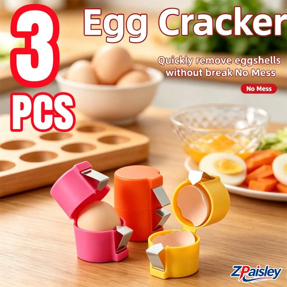 3Pcs Compact Stainless PP Egg Cracker Tool - Easy-Clean, Detachable, Functional Egg Prep Gadget, Portable Kitchen Accessory for Breakfast Making, Baking (Indoor Recreation Use for Home Cooks)