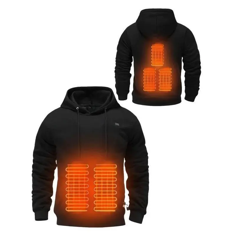 Solid Color Heated Pullover Hoodie, Unisex USB-Powered Sweatshirt in Lightweight Fabric for Outdoor Winter Use