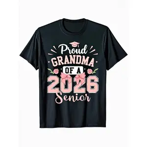 Senior 2026 Class of 26 Coquette Pink Bow Graduation Grandma T-Shirt, Unisex - Spring, Valentine's Day St Patricks Day Graduation Season, Easter Retired Gifts for Dad, Mom, Parents, Friends, Family and Coworkers( Only Shirt) Vintage Women